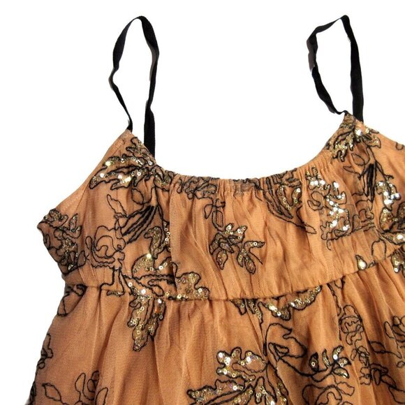 NWT by Anthropologie Petite Sequined Tulle Maeve Maxi in Neutral Tank Dress MP - Picture 3 of 7